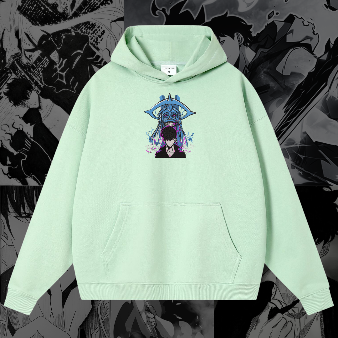 Sung Jinwoo God Statue Embroidered Hoodie | Solo Leveling Inspired
