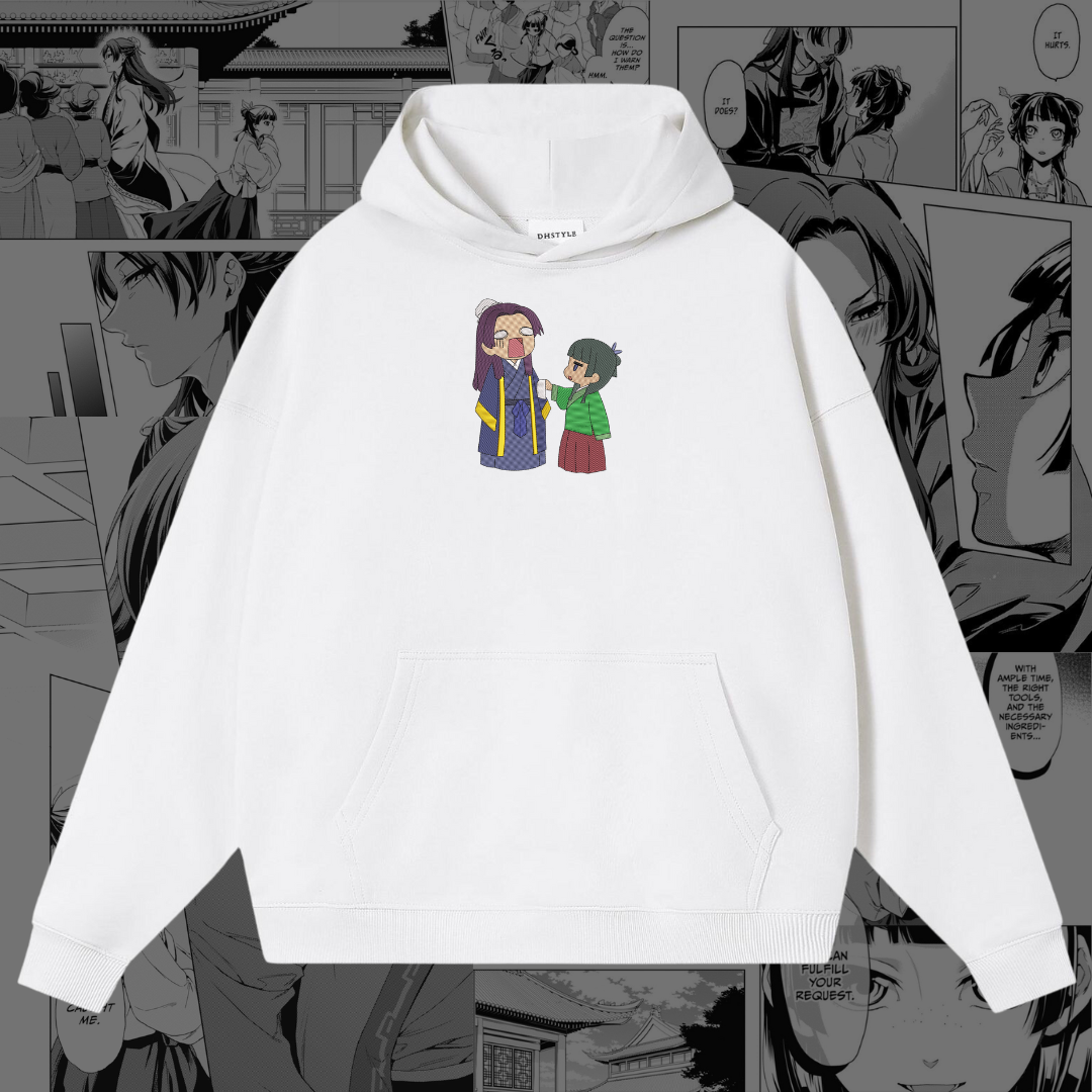MaoMao and Jinshi Funny Embroidered Hoodie | The Apothecary Diaries Inspired