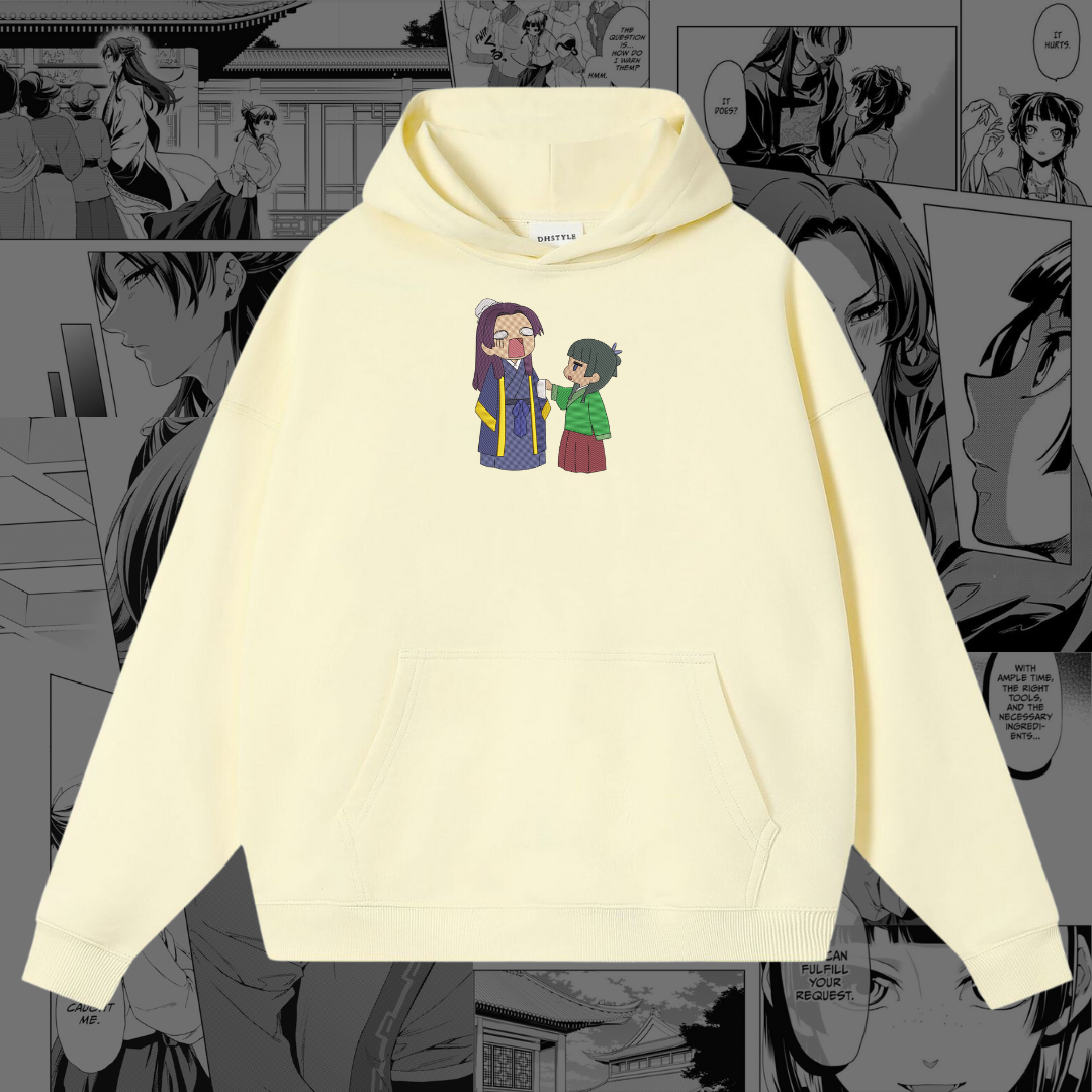 MaoMao and Jinshi Funny Embroidered Hoodie | The Apothecary Diaries Inspired