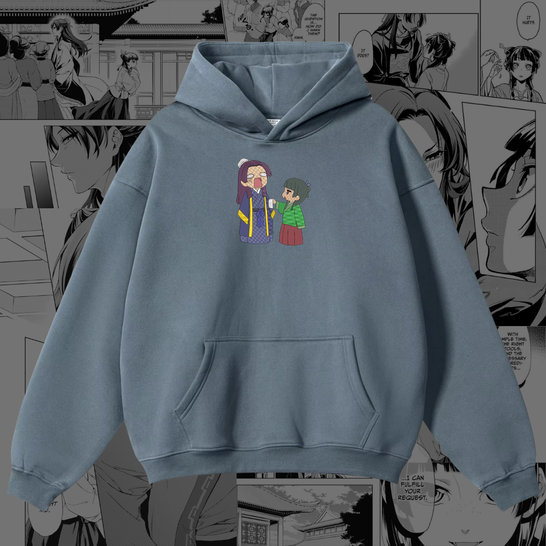 MaoMao and Jinshi Funny Embroidered Hoodie | The Apothecary Diaries Inspired