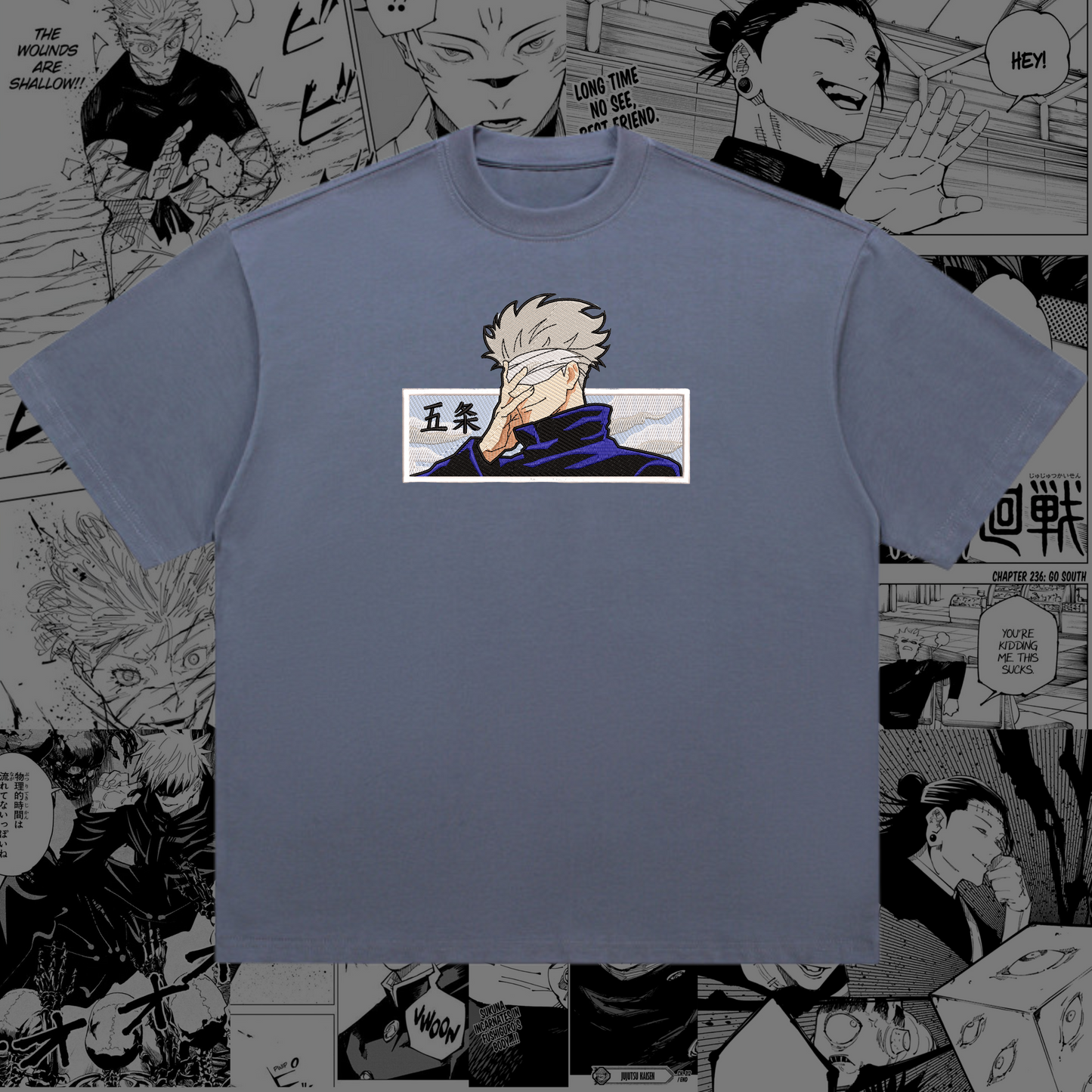 Gojo Satoru Embroidered Oversize T-Shirt | Jujutsu Kaisen