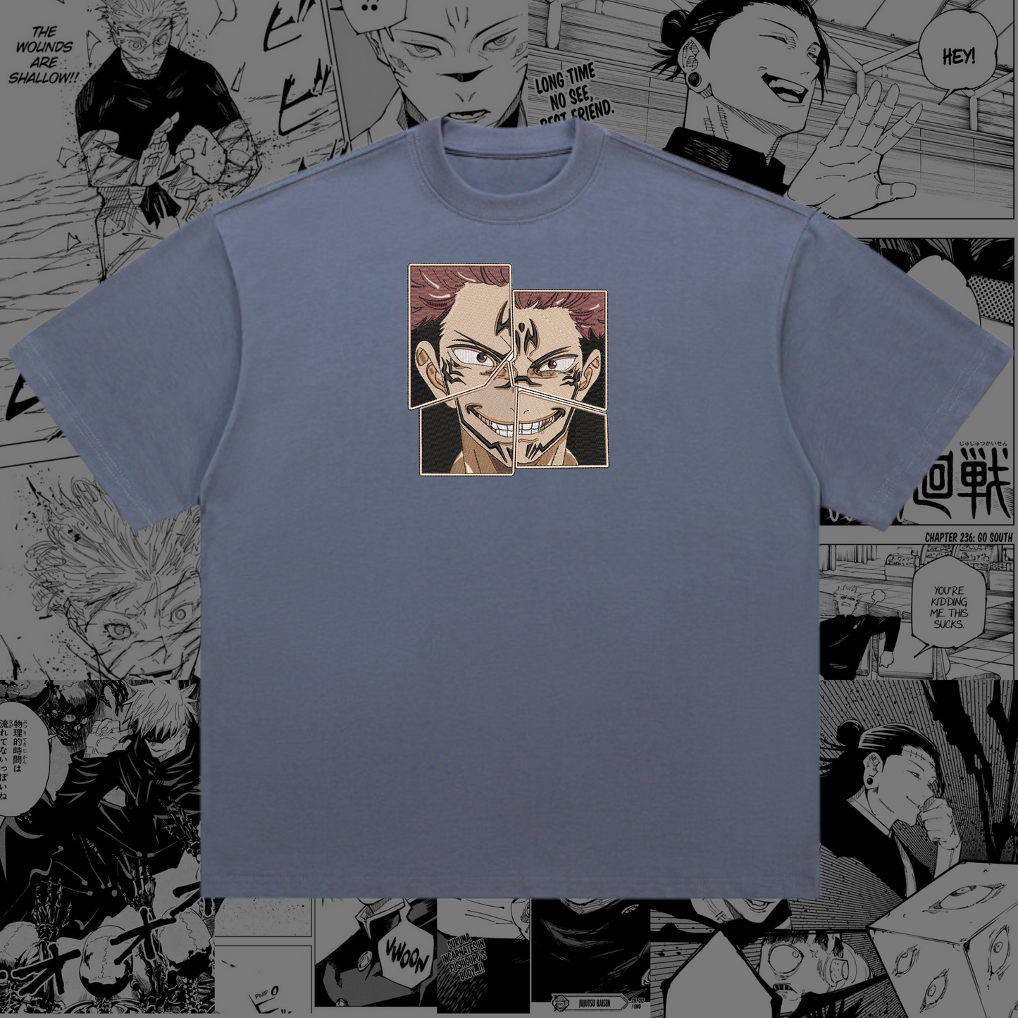 Sukuna Embroidered Oversize T-Shirt | Jujutsu Kaisen