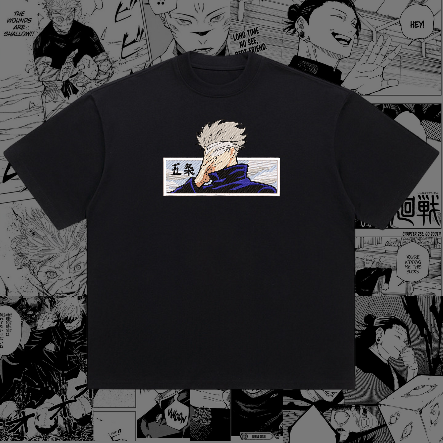 Gojo Satoru Embroidered Oversize T-Shirt | Jujutsu Kaisen