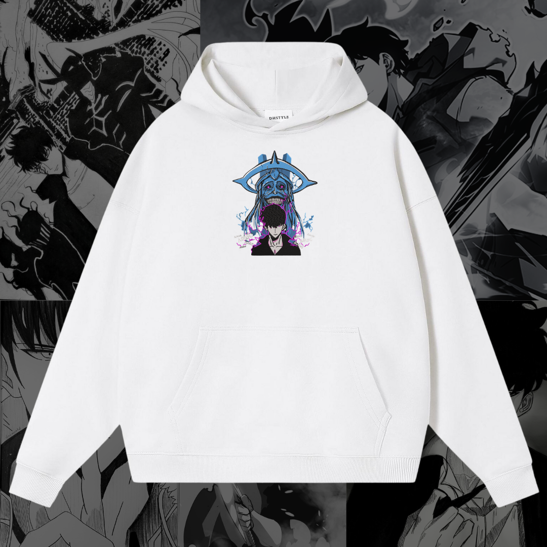 Sung Jinwoo God Statue Embroidered Hoodie | Solo Leveling Inspired