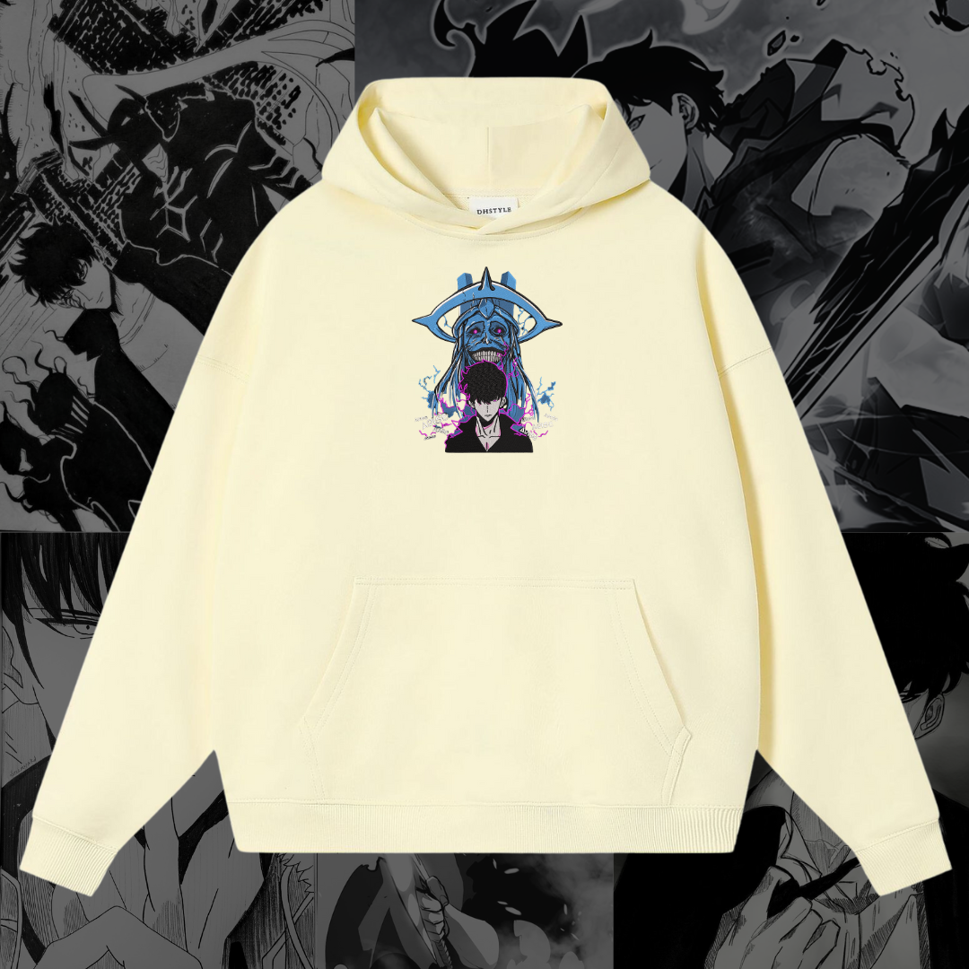 Sung Jinwoo God Statue Embroidered Hoodie | Solo Leveling Inspired