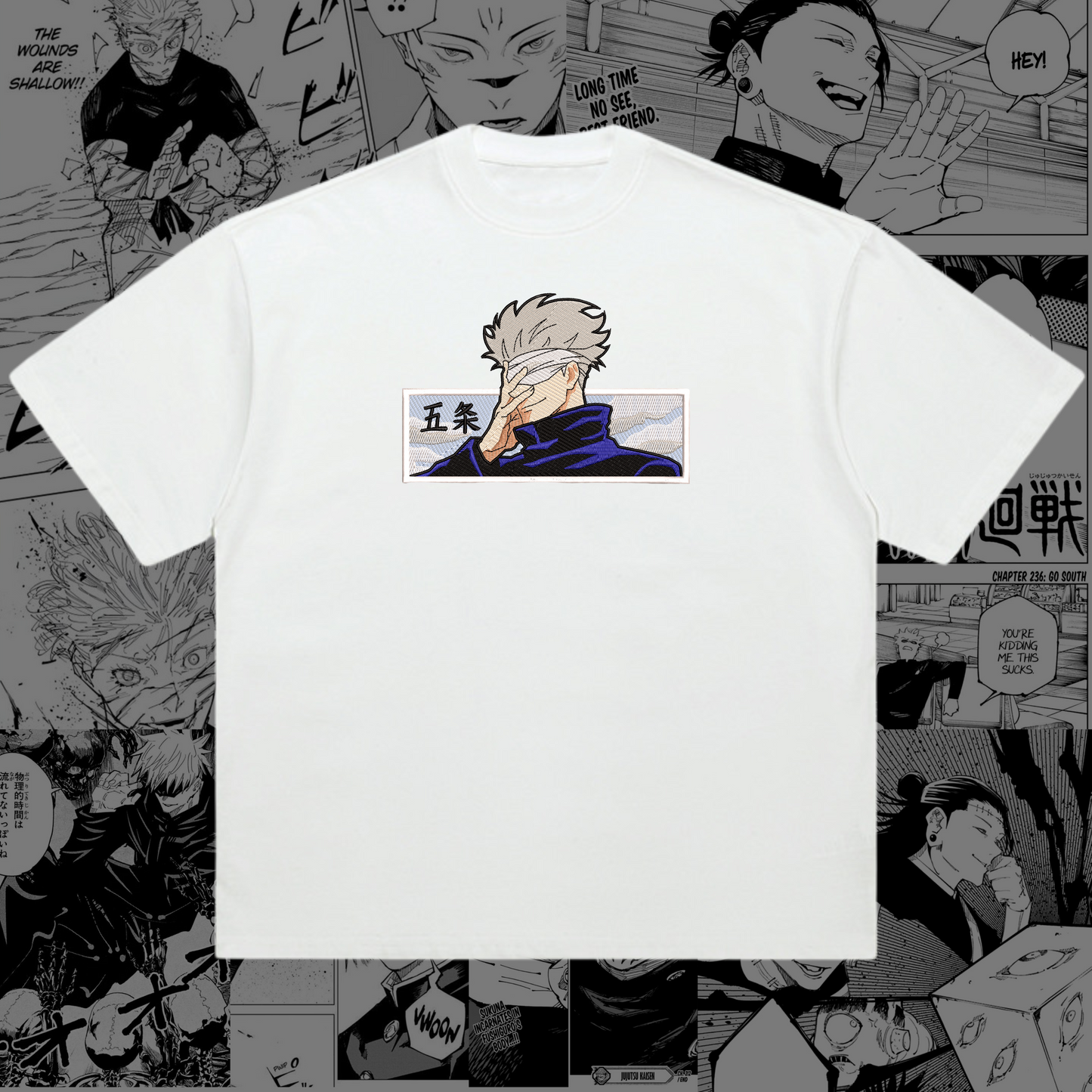 Gojo Satoru Embroidered Oversize T-Shirt | Jujutsu Kaisen