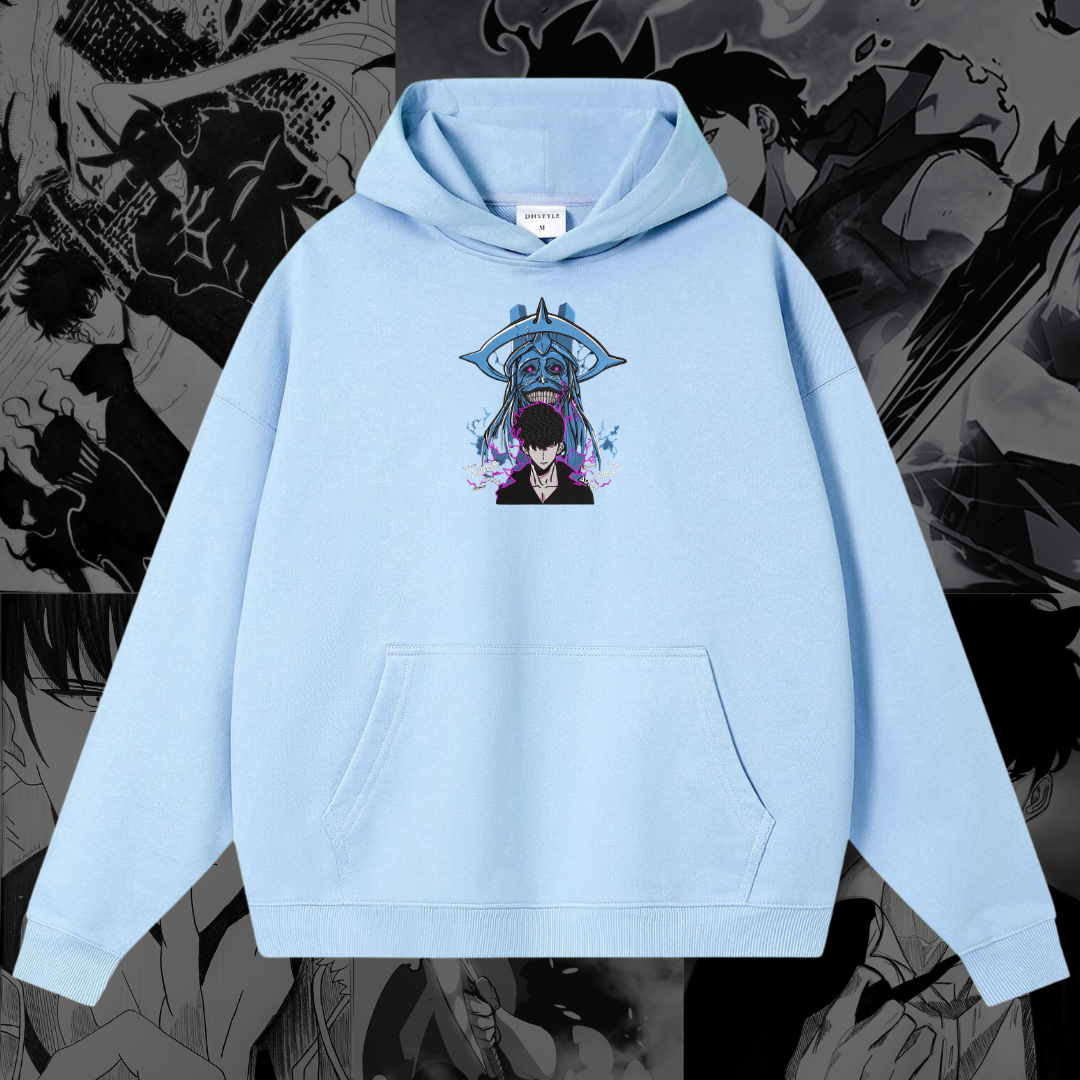 Sung Jinwoo God Statue Embroidered Hoodie | Solo Leveling Inspired