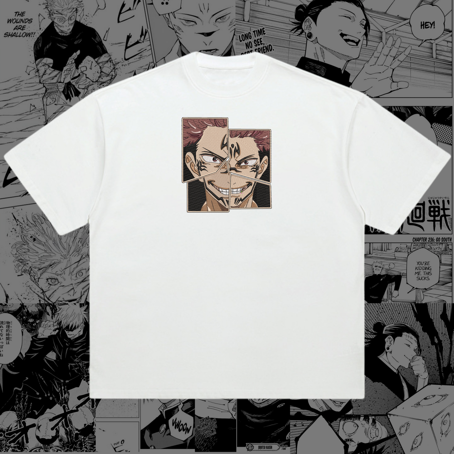 Sukuna Embroidered Oversize T-Shirt | Jujutsu Kaisen