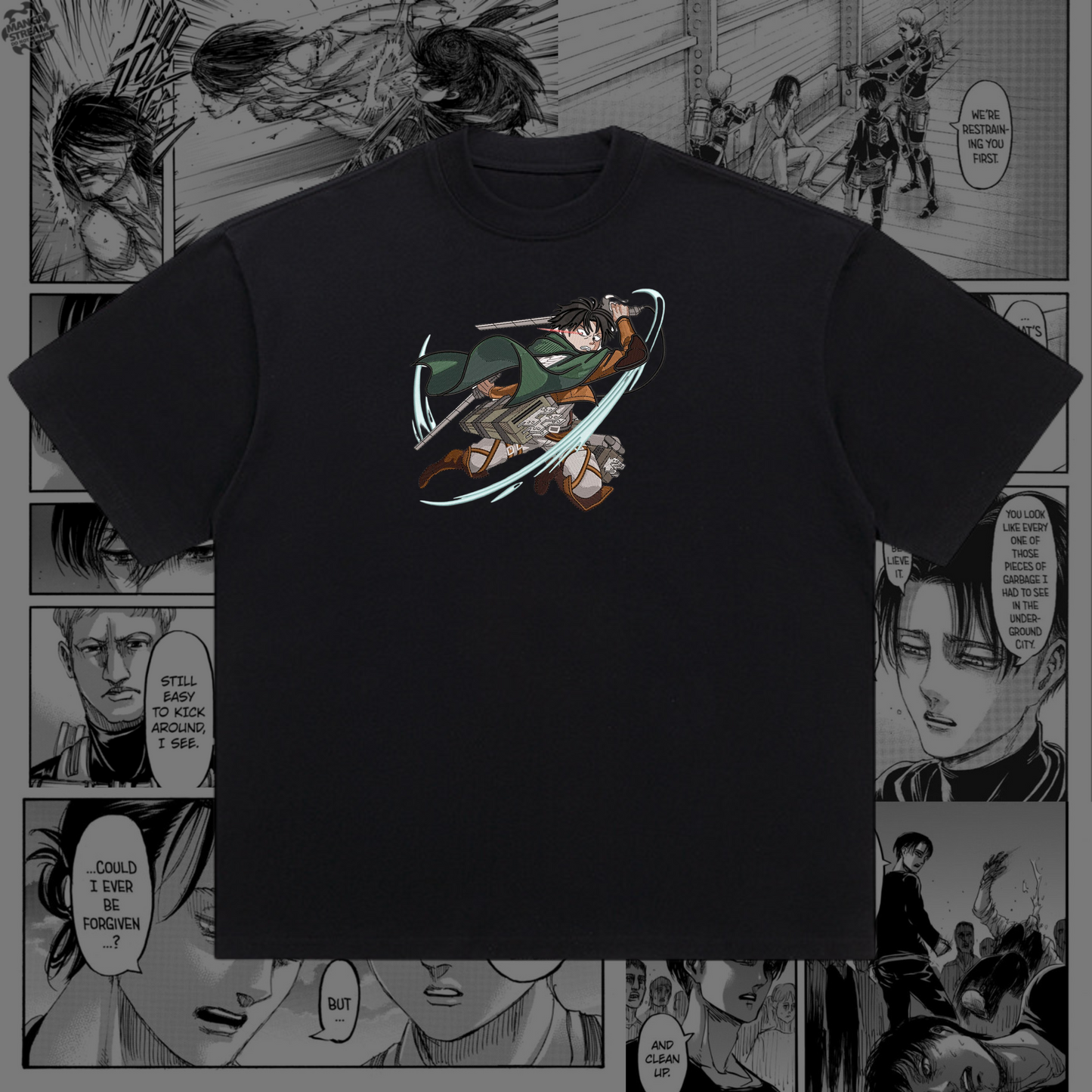 Levi Ackerman Embroidered Oversize T-Shirt | Attack on Titan