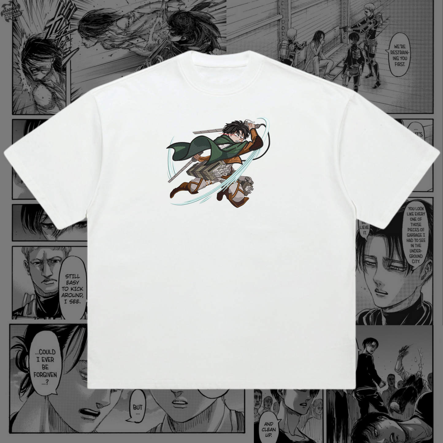 Levi Ackerman Embroidered Oversize T-Shirt | Attack on Titan