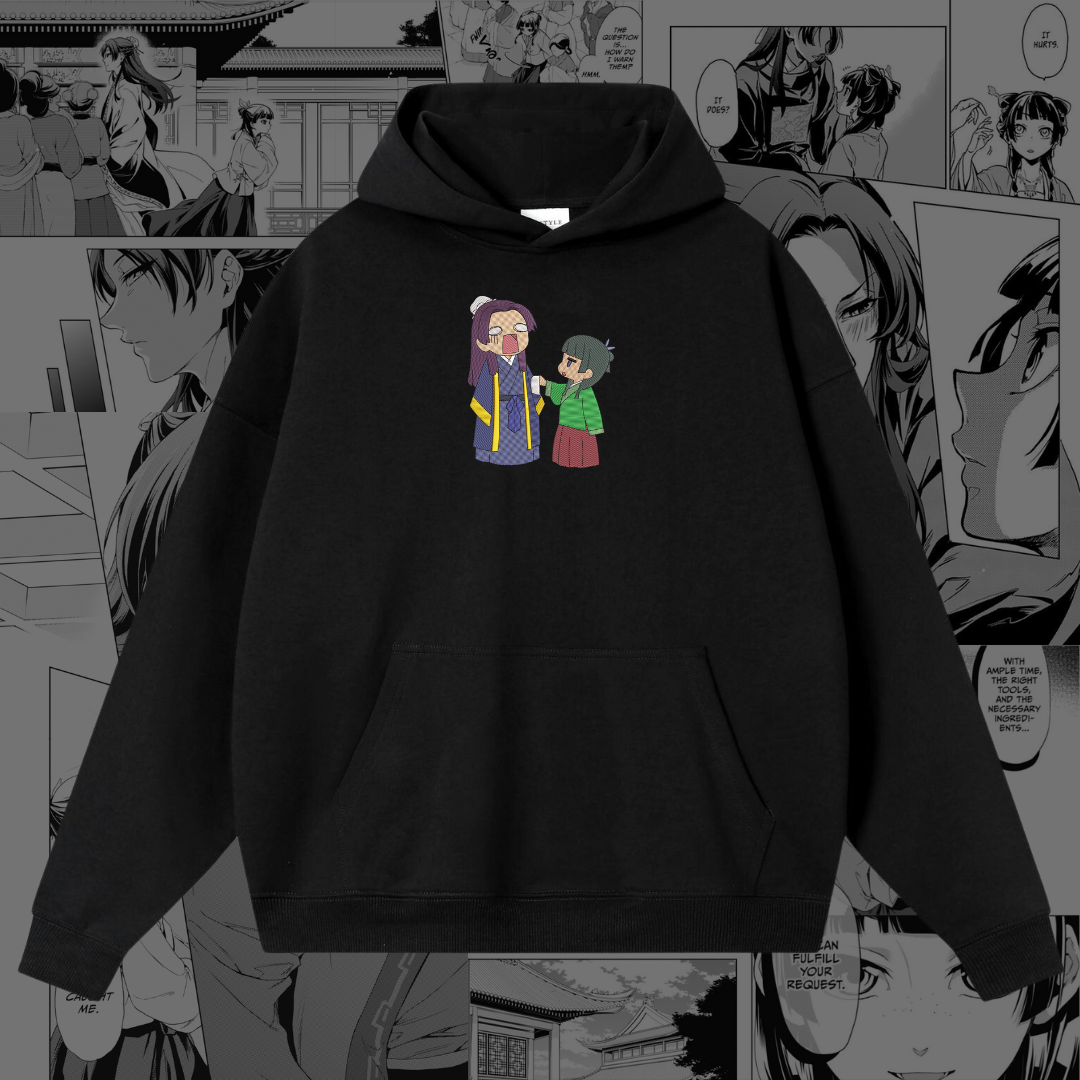 MaoMao and Jinshi Funny Embroidered Hoodie | The Apothecary Diaries Inspired