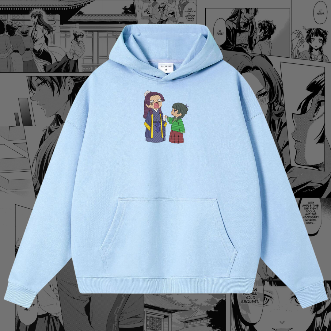 MaoMao and Jinshi Funny Embroidered Hoodie | The Apothecary Diaries Inspired