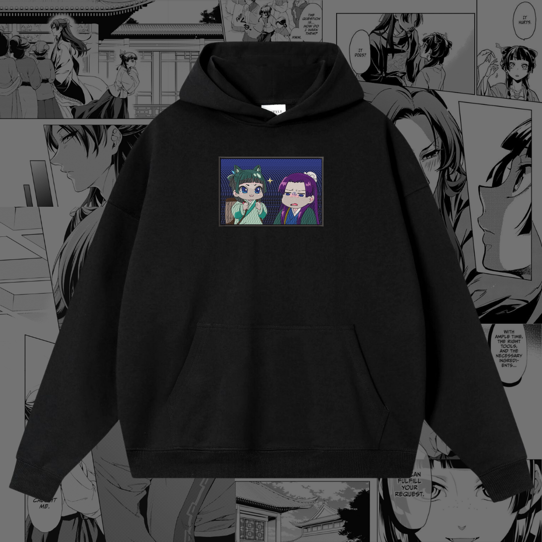 MaoMao and Jinshi Embroidered Hoodie | The Apothecary Diaries Inspired