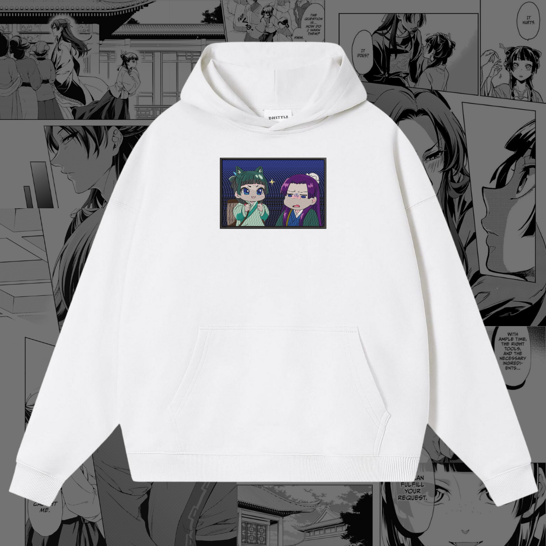MaoMao and Jinshi Embroidered Hoodie | The Apothecary Diaries Inspired