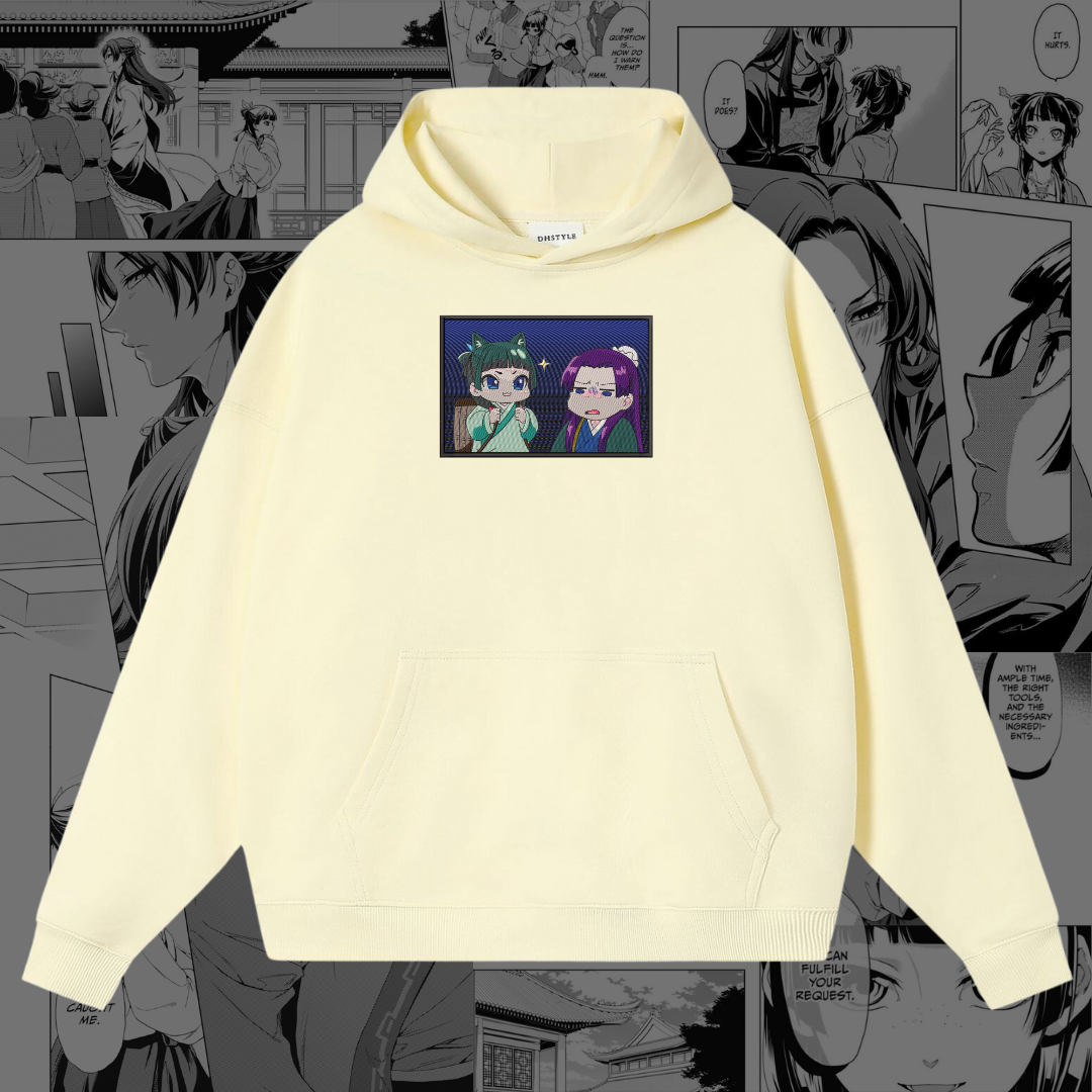 MaoMao and Jinshi Embroidered Hoodie | The Apothecary Diaries Inspired
