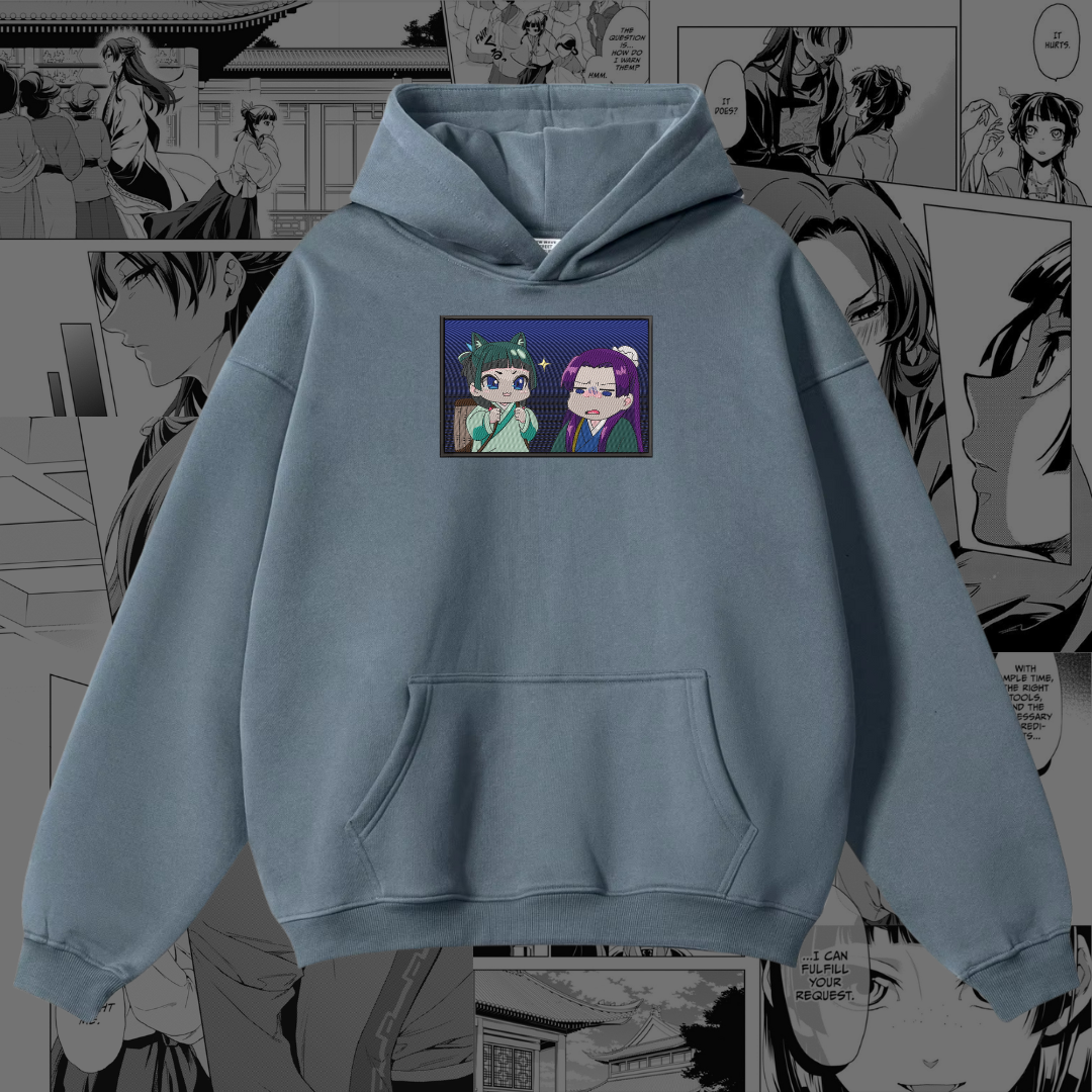 MaoMao and Jinshi Embroidered Hoodie | The Apothecary Diaries Inspired