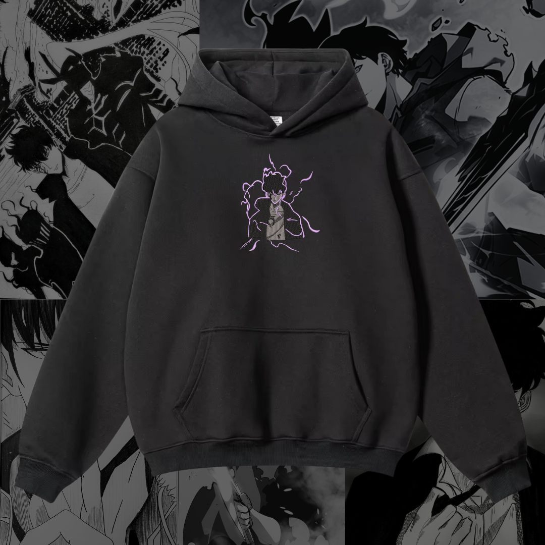 Sung Jinwoo Shadow Monarch Embroidered Hoodie | Solo Leveling Inspired