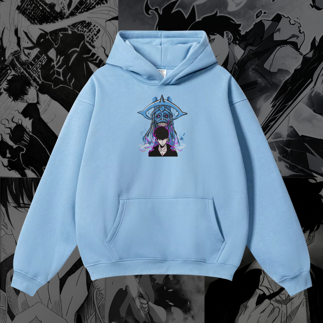 Sung Jinwoo God Statue Embroidered Hoodie | Solo Leveling Inspired
