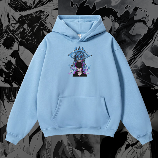 Sung Jinwoo God Statue Embroidered Hoodie | Solo Leveling Inspired