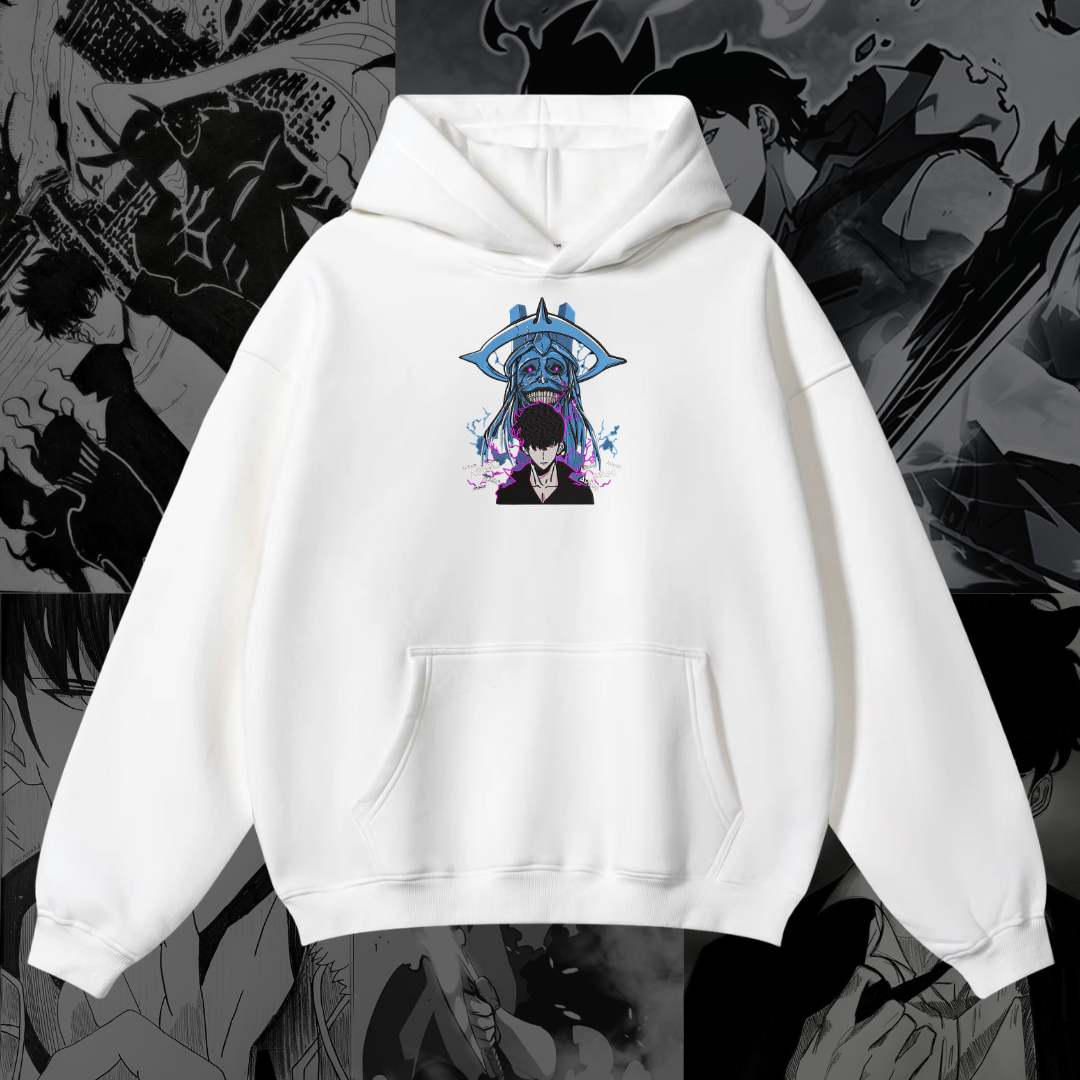 Sung Jinwoo God Statue Embroidered Hoodie | Solo Leveling Inspired