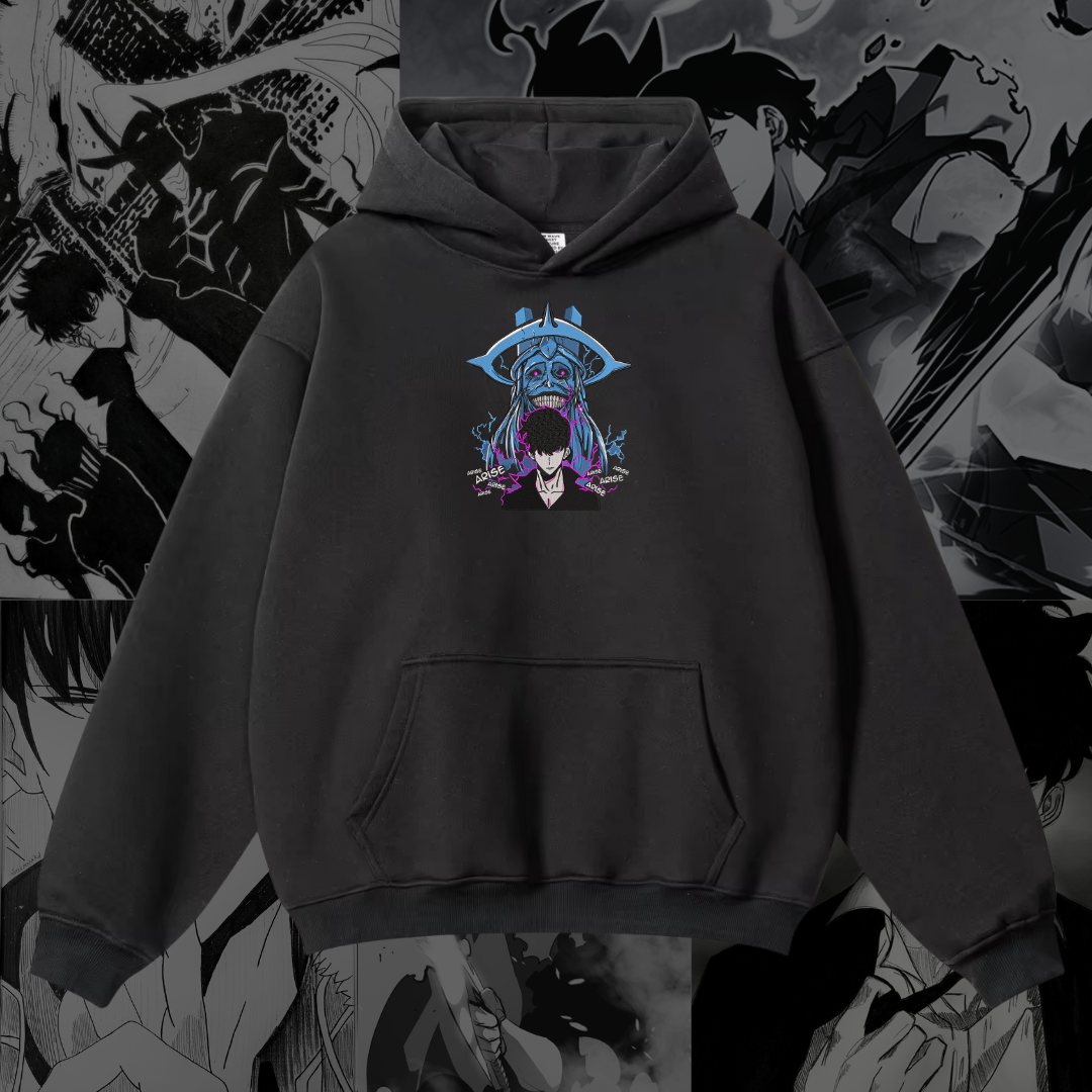 Sung Jinwoo God Statue Embroidered Hoodie | Solo Leveling Inspired
